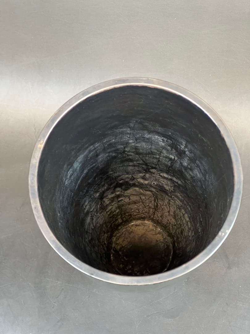 ［珍品］安藤七宝燒 緑透釉　口と底の包みは純銀です　高さ26cm 送料込み