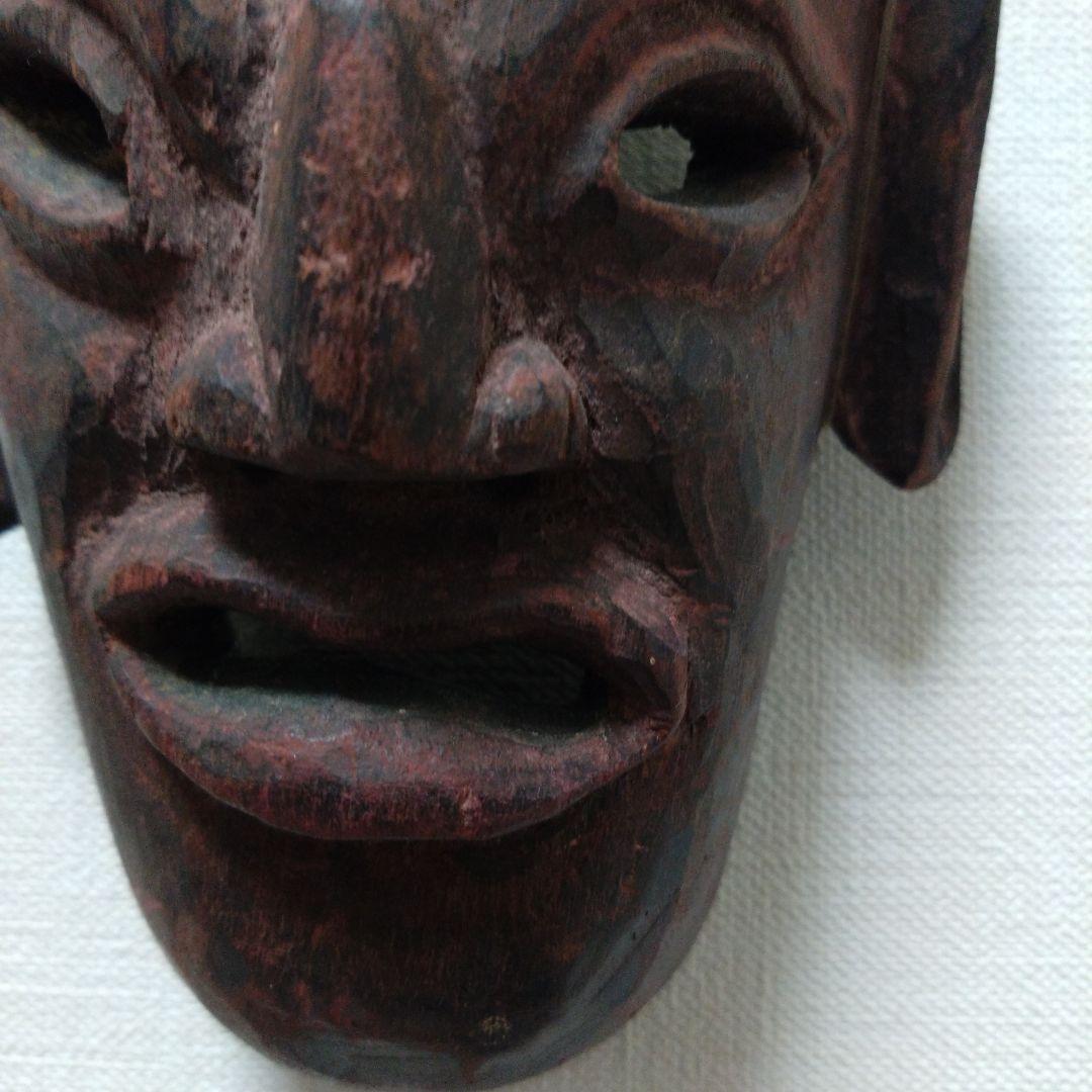 アジア　お面　木彫り
