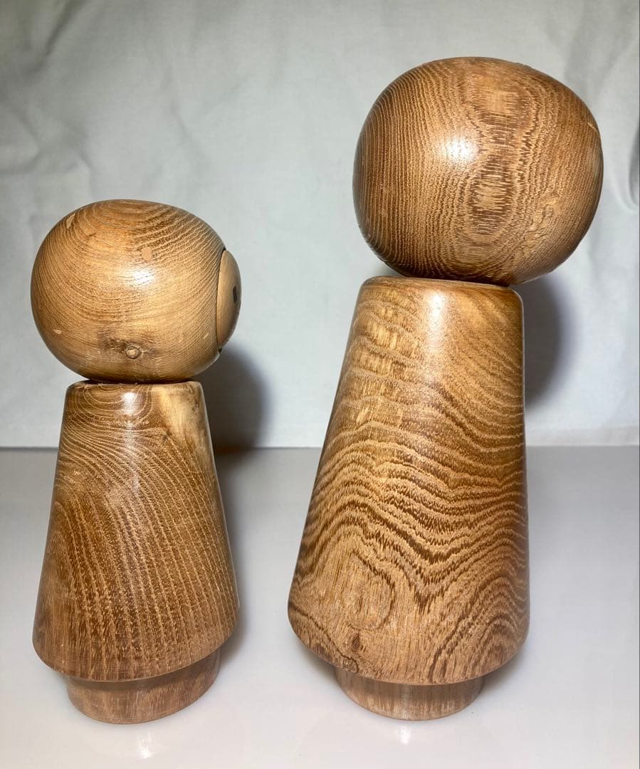 石原日出男　こけし　レア　みちのくおやこ　21cm, 16cm