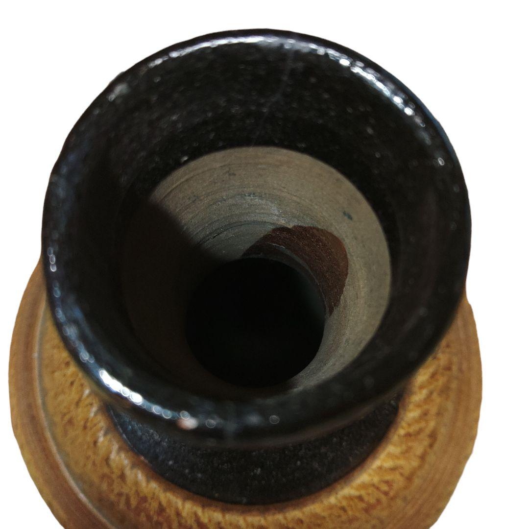 大堀相馬焼　飴釉薬徳利　跳び鉋仕上げ