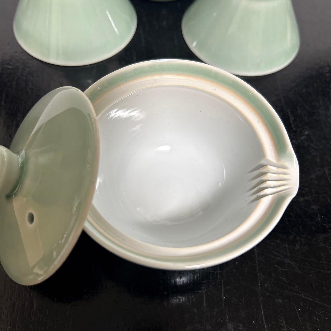 新品　朝日焼 朝日豊斎 松林豊斎　青磁　宝瓶 湯冷し　茶碗　煎茶道具　遠州七窯