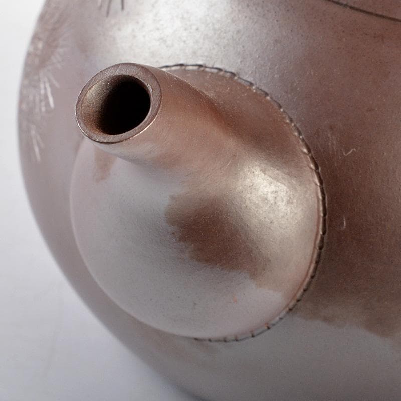 萬古焼　清泉堂　酔月造　紫光刀　花漢詩刻　横手急須　C R5526