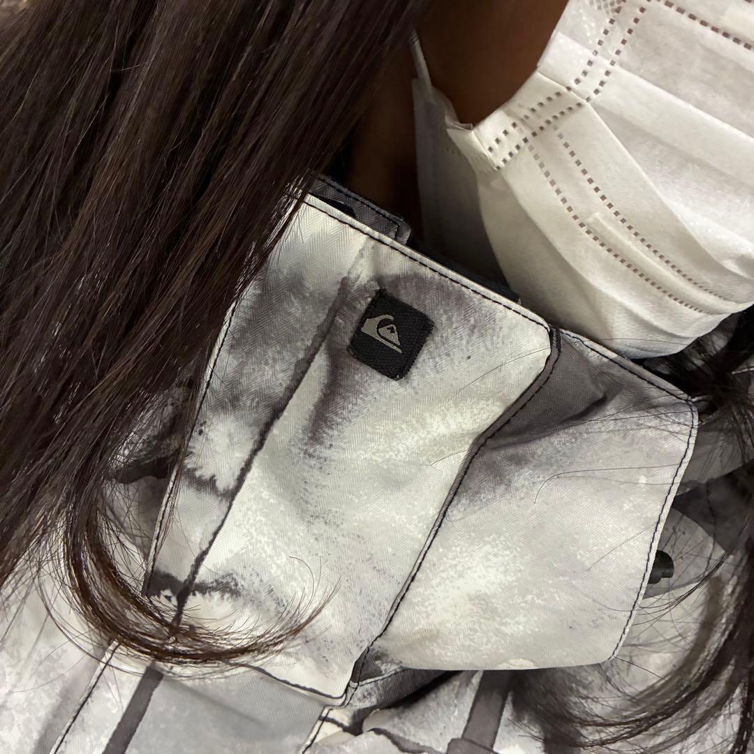 希少XL⭐︎クイックシルバー スノボーウェア マーブル模様ワンポイントロゴ 灰色