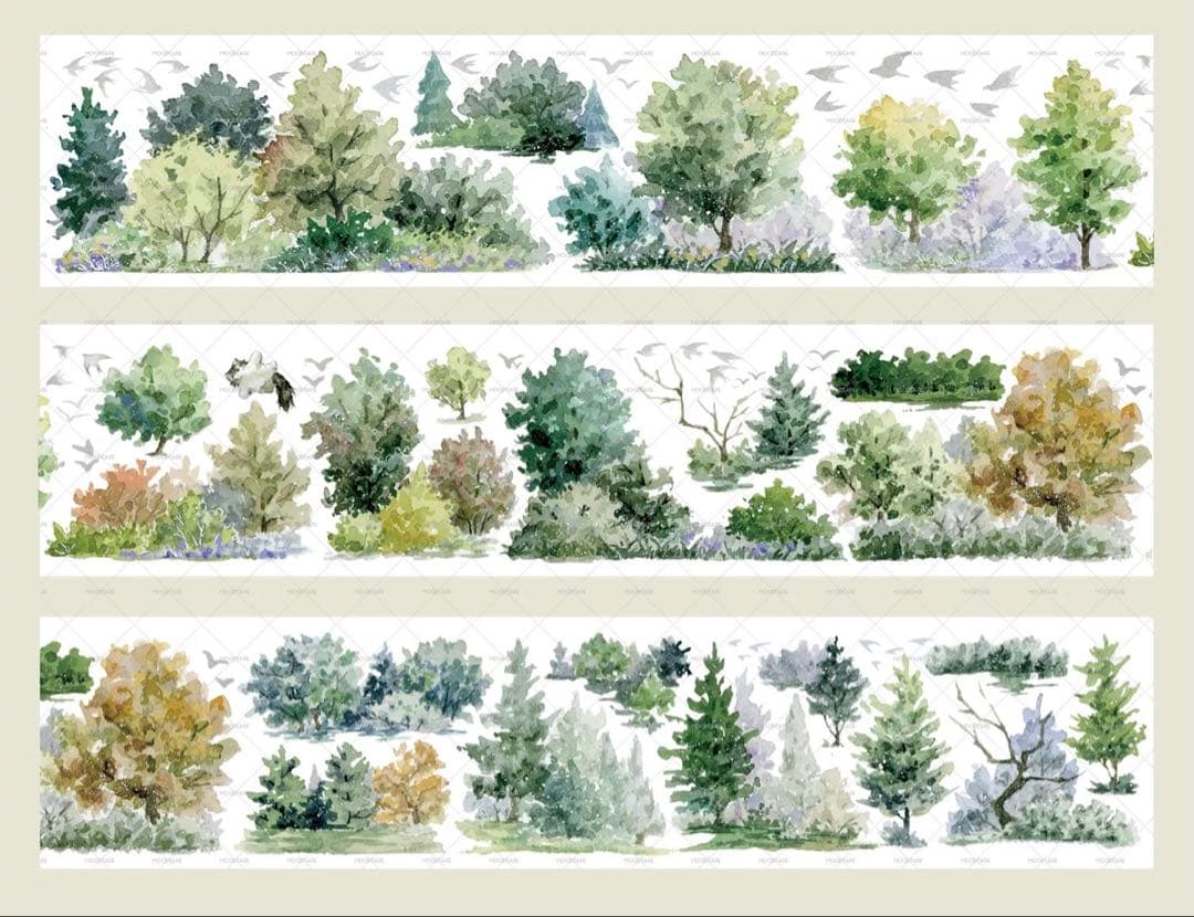 海外マスキングテープ巻売り 小小密林 風景マスキングテープ 人物マステ