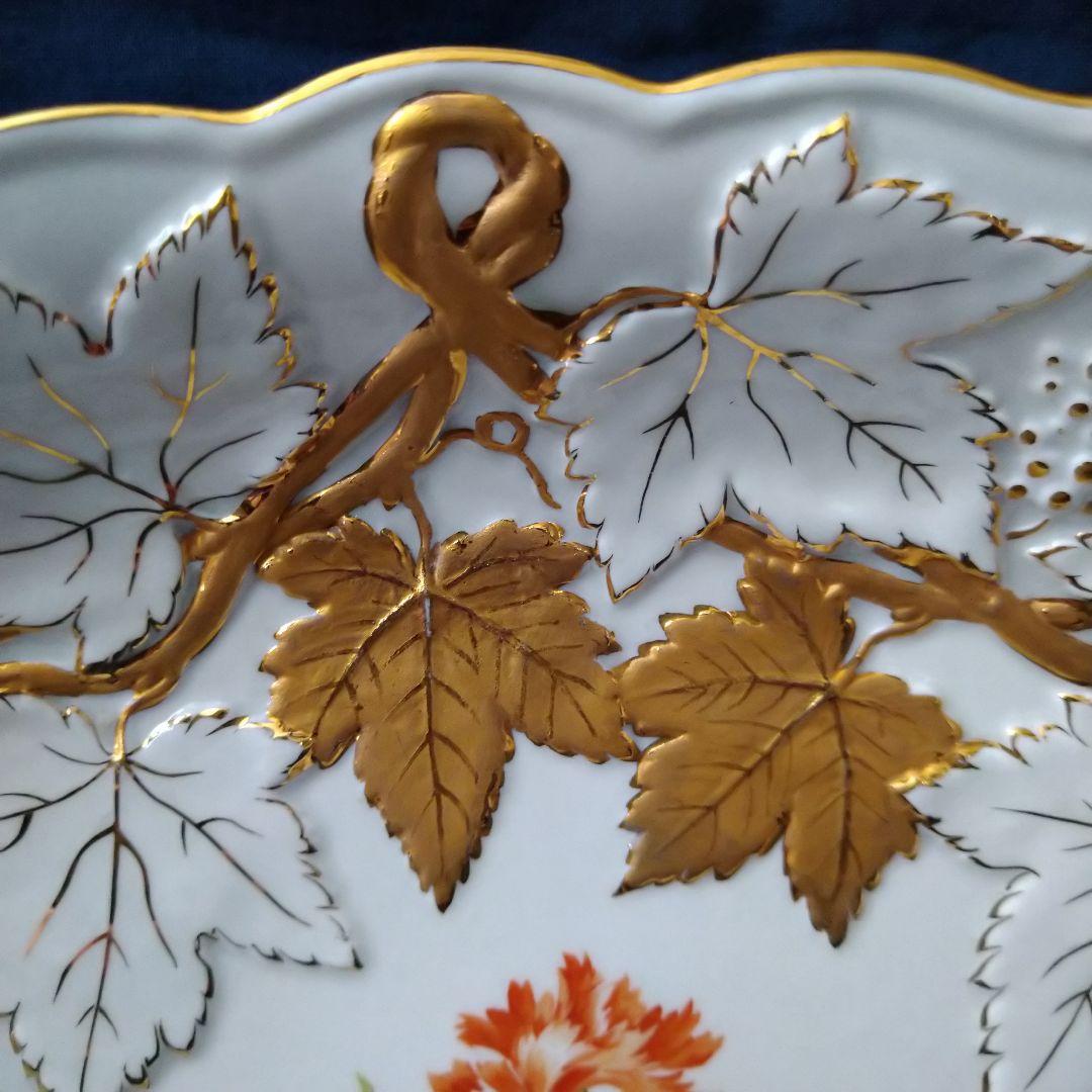 ✤1924年以前✤2級品マイセン✤『金彩オーバルレリーフ皿』