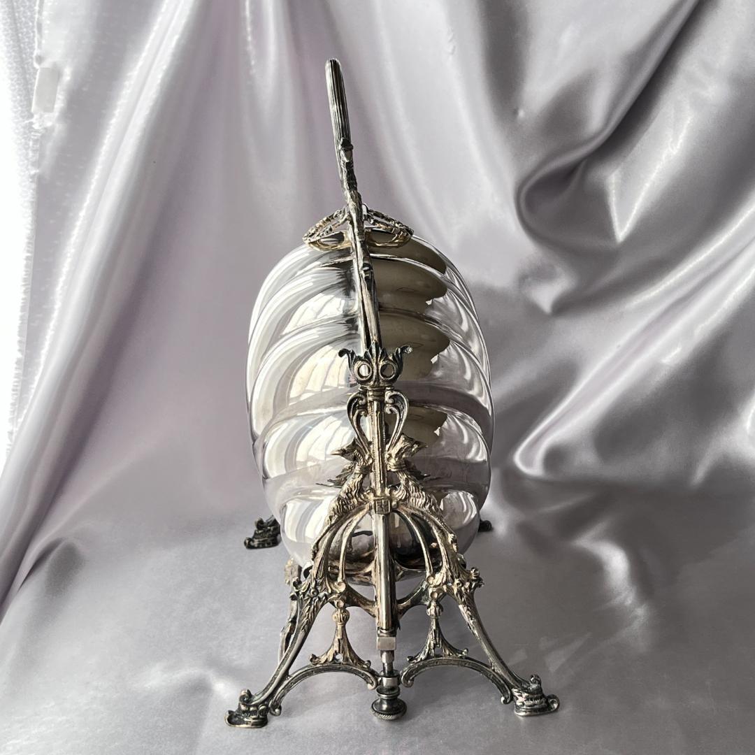 【英国】 ビクトリアン グリフィンのビスケットウォーマー【シルバープレート】