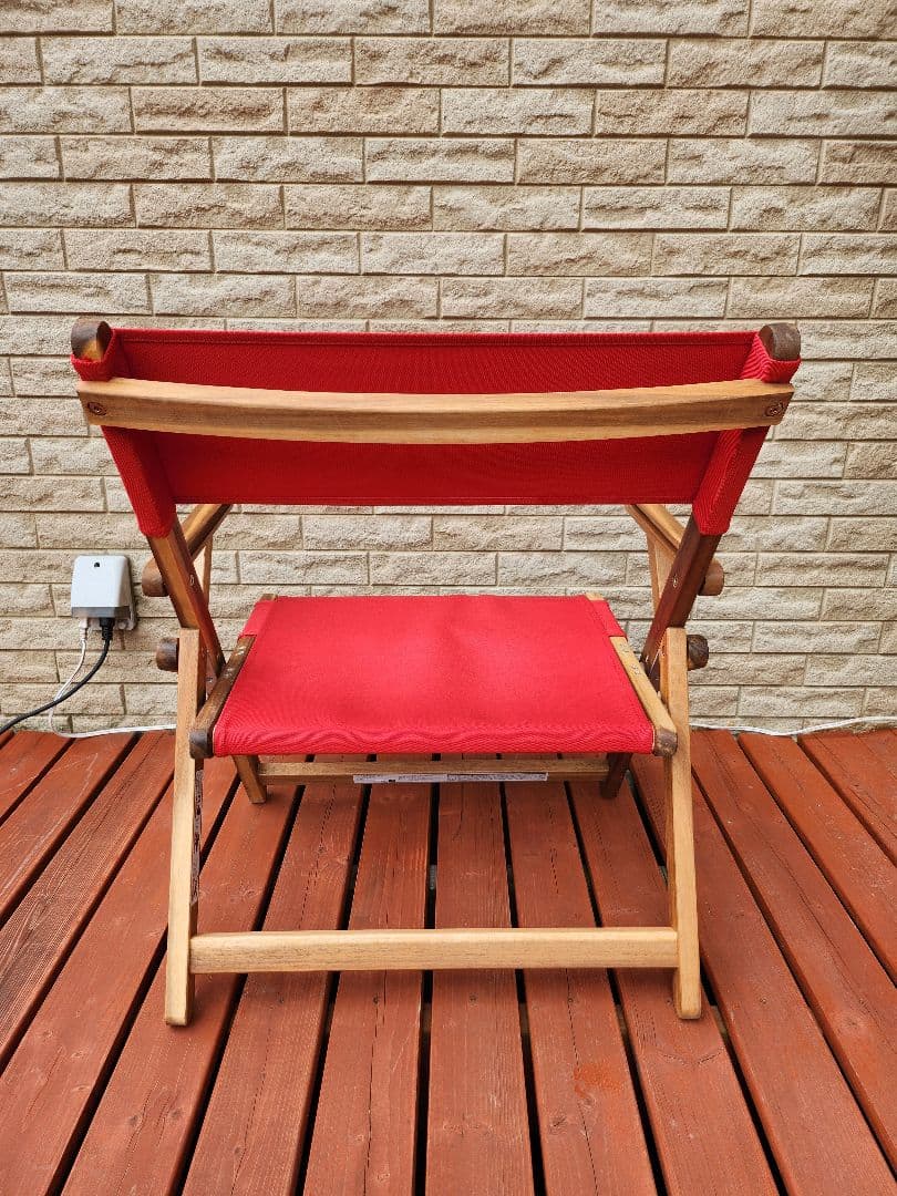 アウトドア折り畳みチェア 木製フレーム レッドファブリック 2脚セット新品