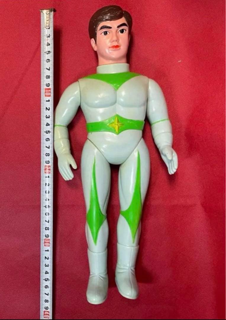 36cm！■ 【当時物】ブルマァク ミラーマン マスク欠品 面取れ ソフビ