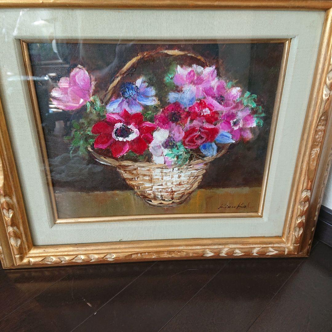 中島絹子油絵。アネモネ F3号油彩