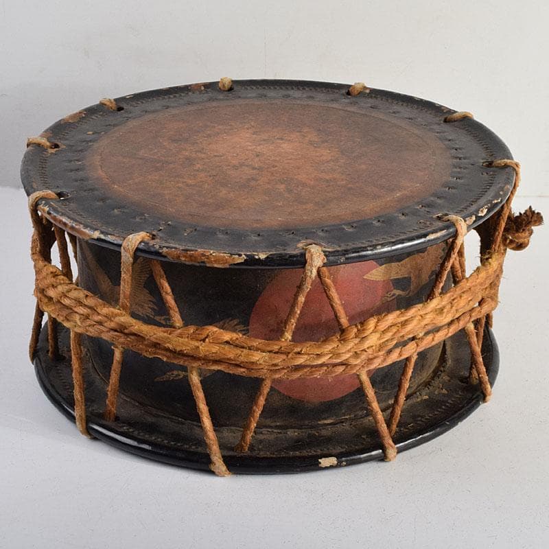 和楽器　和太鼓　日の出松鶴蒔絵　締太鼓　撥付　V　R9351B