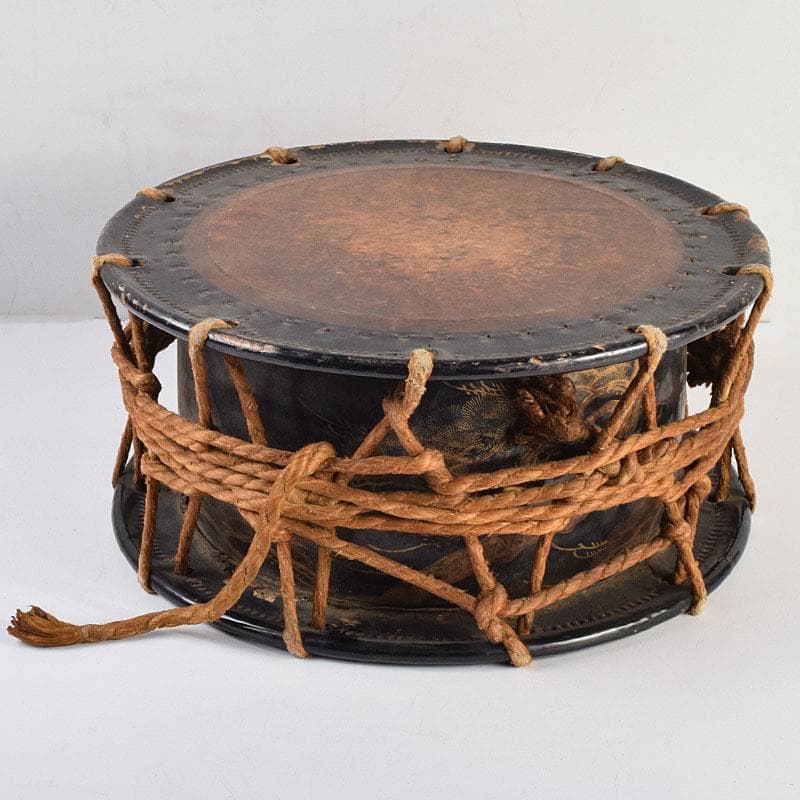 和楽器　和太鼓　日の出松鶴蒔絵　締太鼓　撥付　V　R9351B