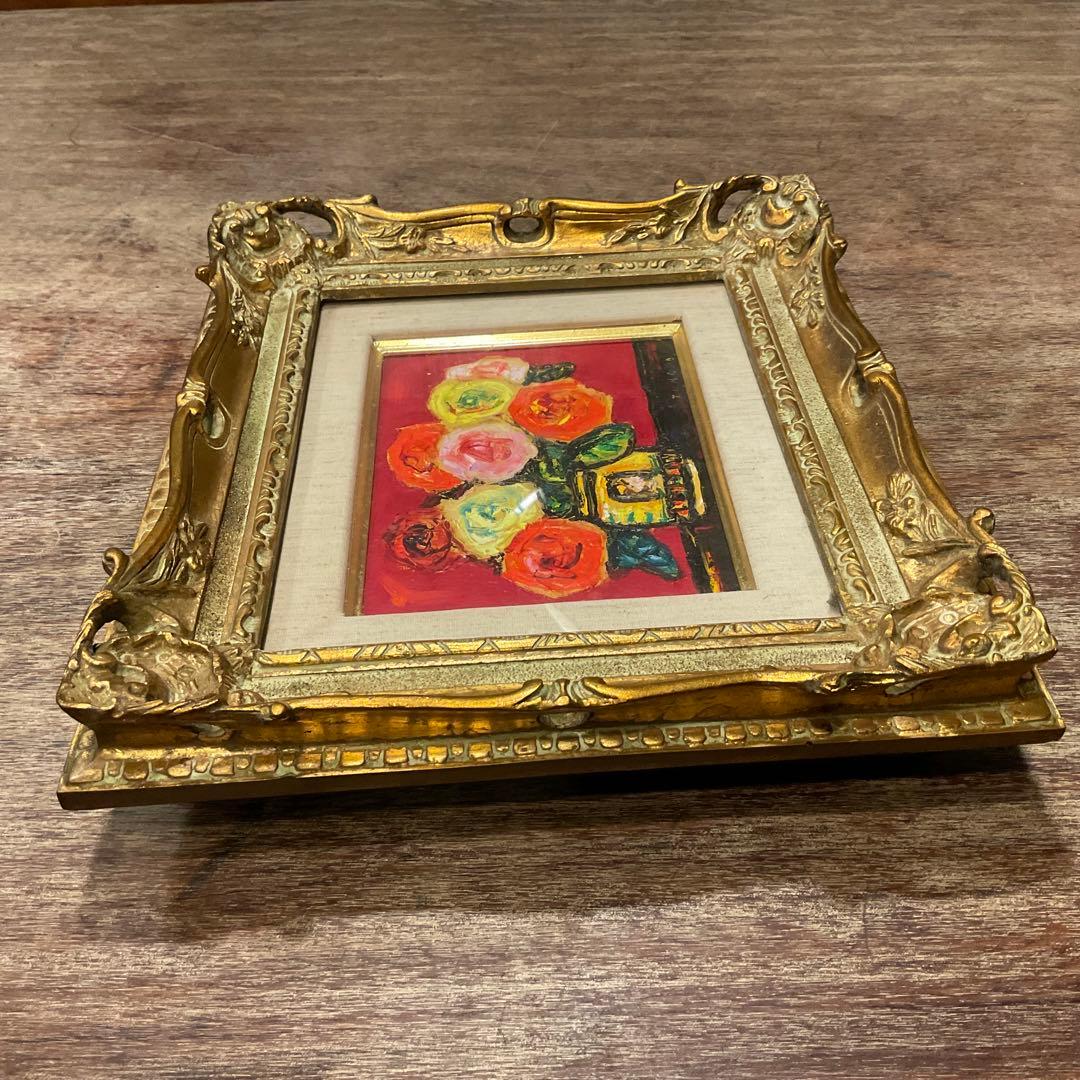 市村司「ばら」薔薇/バラ 油彩 アートクラブ会員 油彩画 額付き アート 絵画