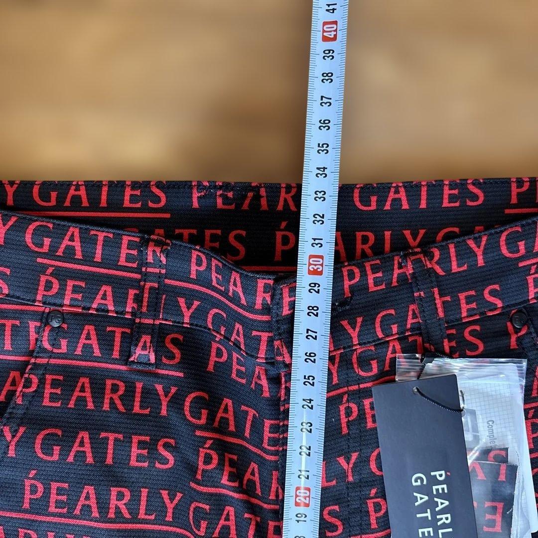 ☆新品☆PEARLY GATES ロゴプリント スリムフィットパンツL 黒/赤