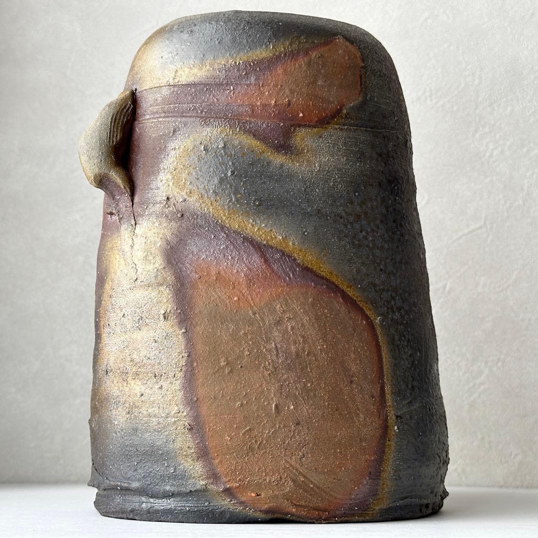 和仁栄幸(正興) 備前 花器 窯変耳付花入 共箱