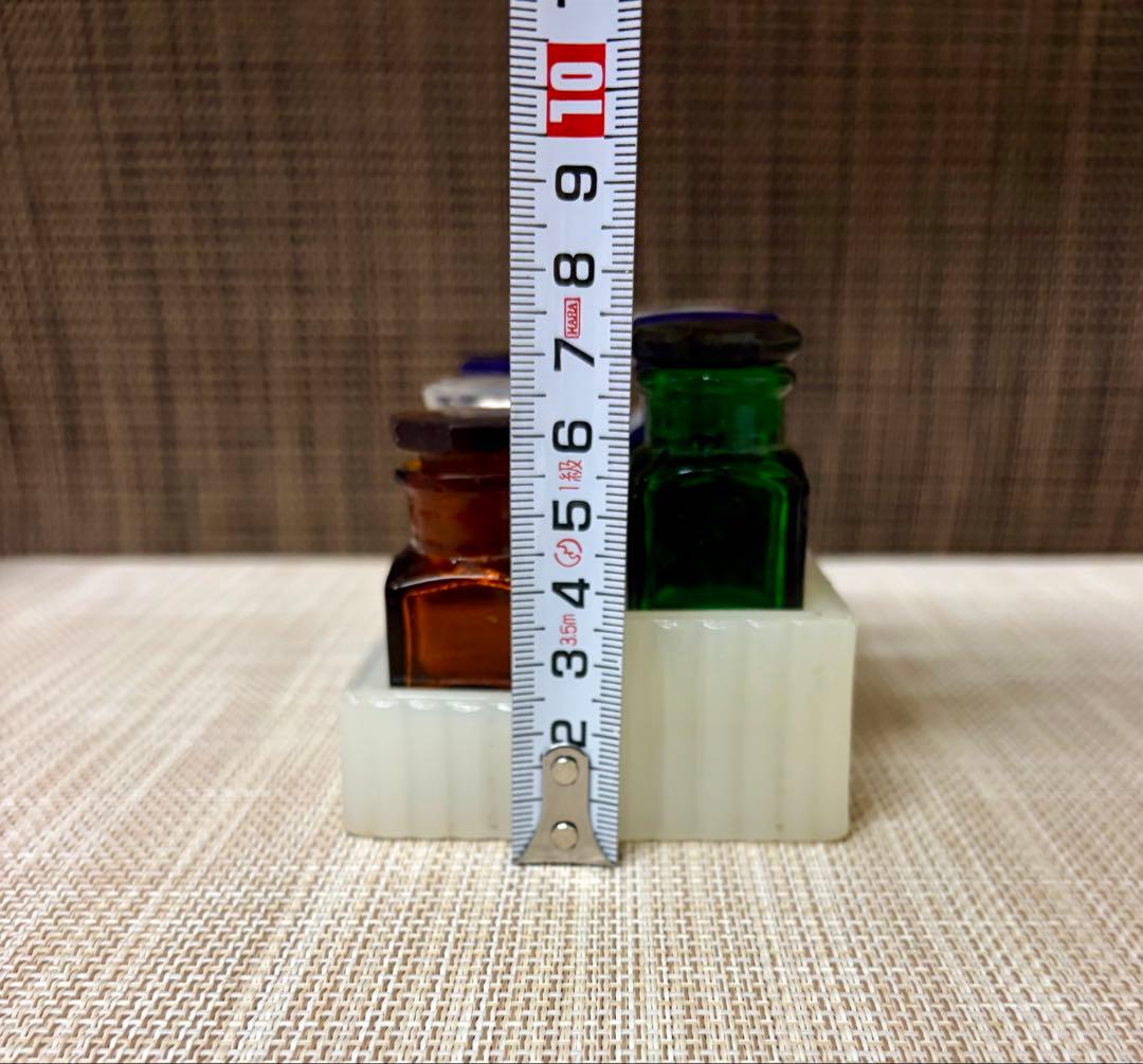 戦前 歯医者 薬瓶 ミルクガラス 薬瓶台 セット ①