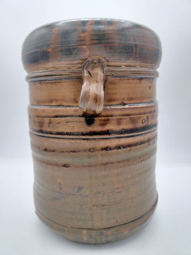 c525 水指 渋紙耳付 上野焼 15代　熊谷紅陽　木箱 茶道具 古物