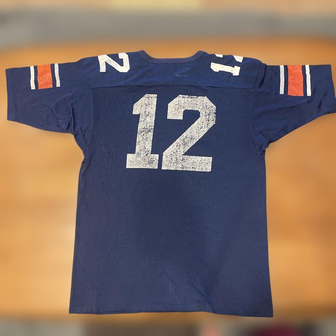 80s Champion フットボールT シャツ　トリコタグ　紺色　ＸＬ