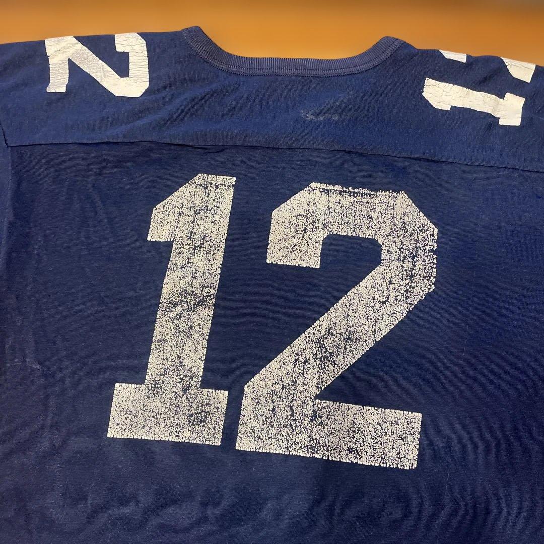 80s Champion フットボールT シャツ　トリコタグ　紺色　ＸＬ