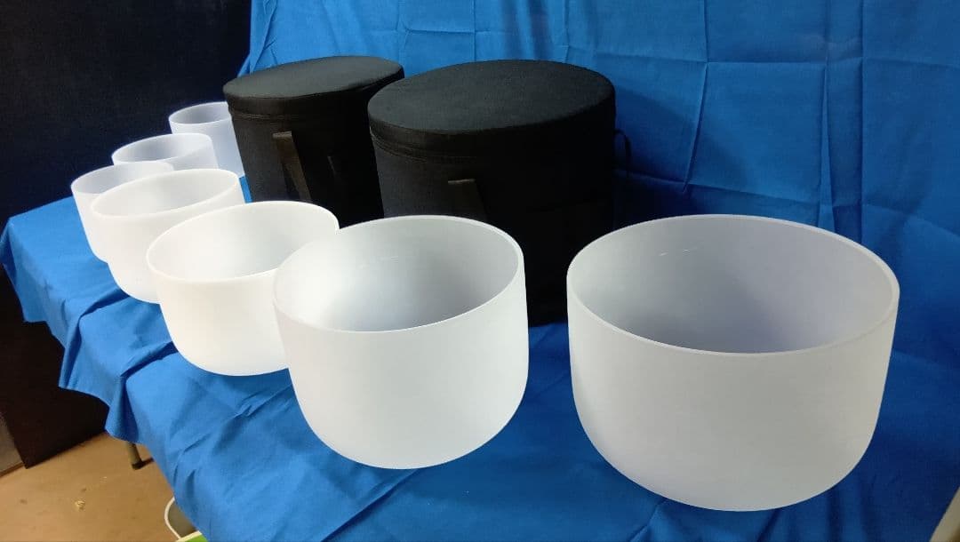 クォーツ　クリスタルボウル　7個セット　A＝432Hz　マレット　バッグ付き