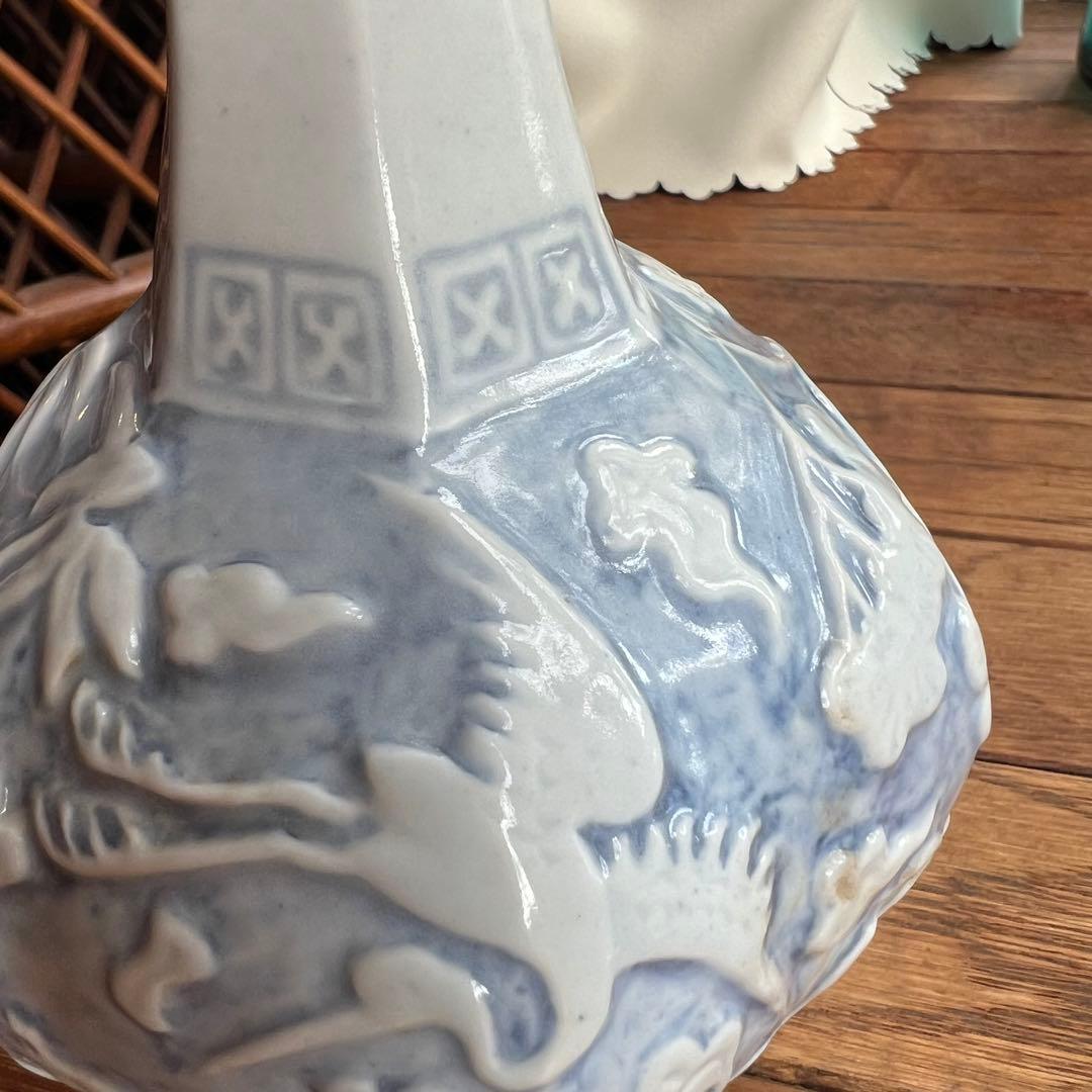 李朝 鹿 鶴 兎 亀 竹 梅 分院 朝鮮 骨董品 花瓶 壺 陶器 染付 染め付け