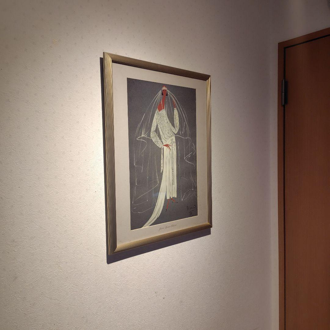 希少！アンティーク スタイル画(ファッション画) 縦約64cm × 横約49cm