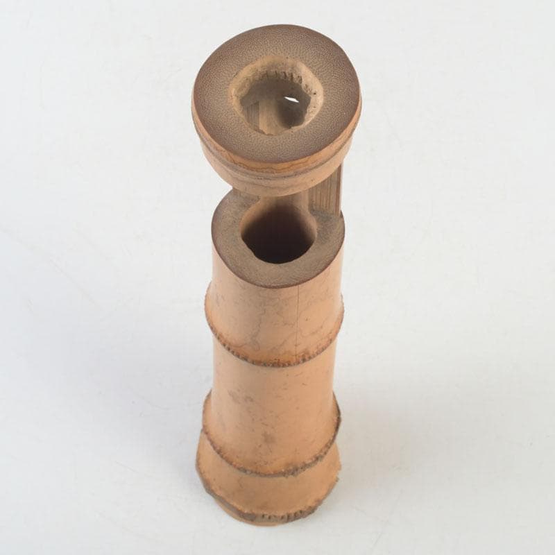 茶道具　古竹製　一重竹花生　花押あり　仰止斎（松尾宗古）書付共箱　C　9723