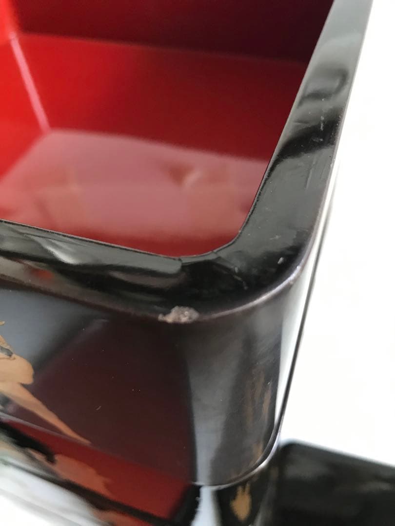 時代物 漆塗り 金蒔絵 天然木 5段重箱