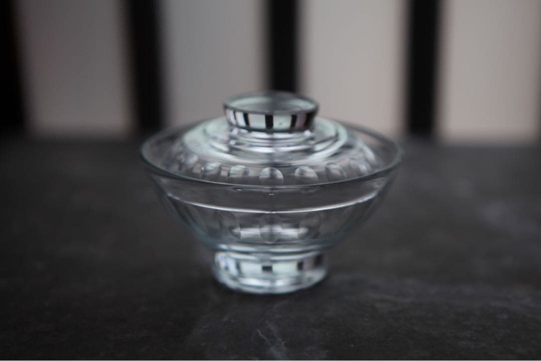 古道具　戦前　大正　昭和初期　蓋付ガラス碗　レア　A