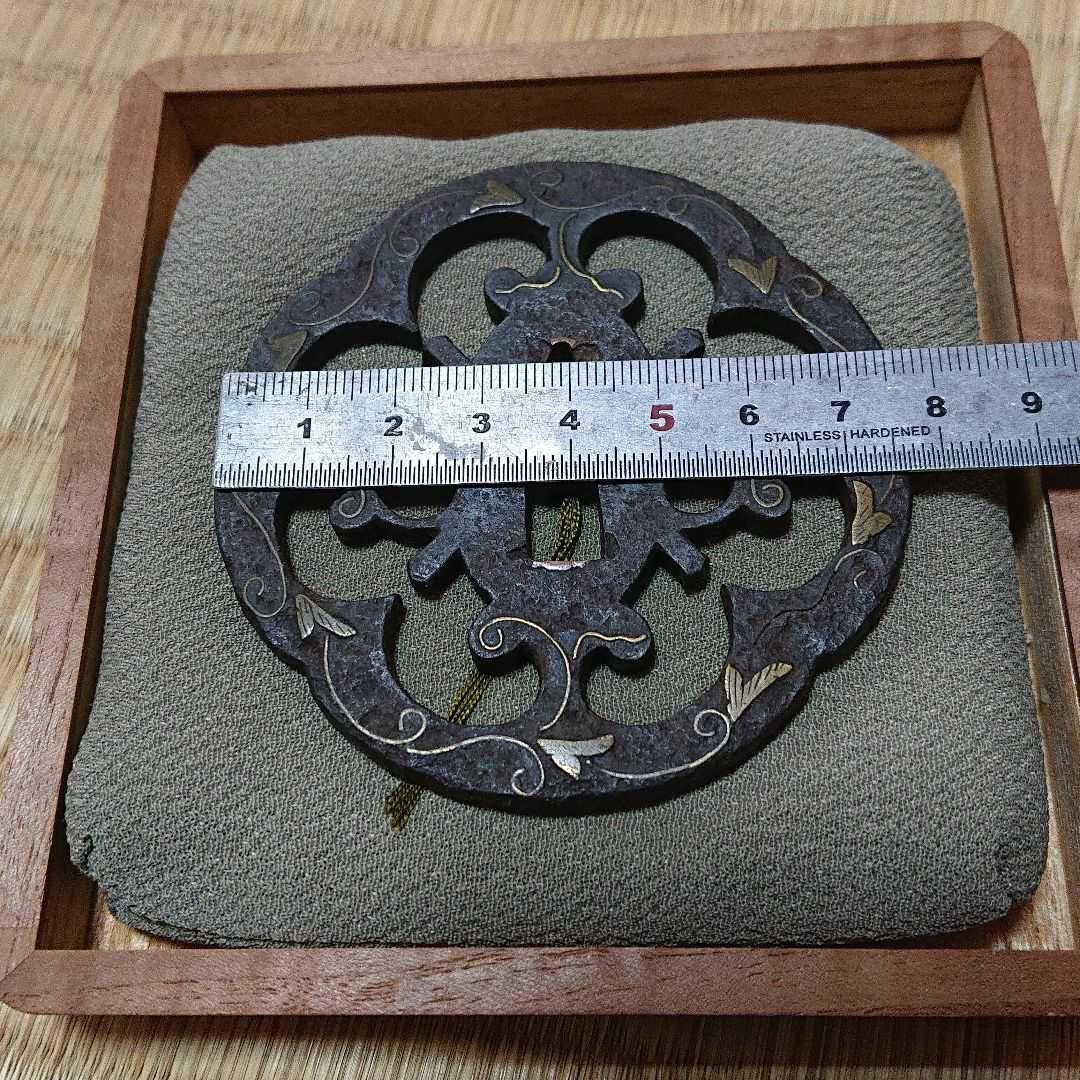 【保存刀装具】平安城蕨手透唐草象嵌鐔