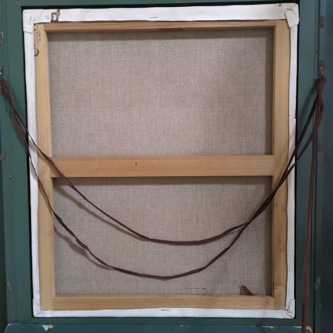 油彩 岩島雅彦 　絵画　アンティーク　金装飾額　少女　人形　油絵