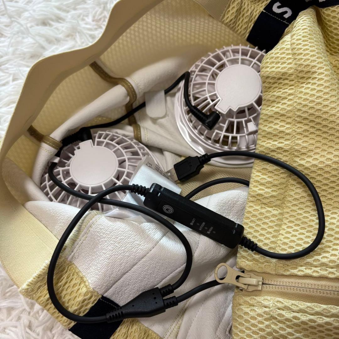 最新 パーリーゲイツ 空調服 ファン ベスト メッシュ 黄色 ジップアップ