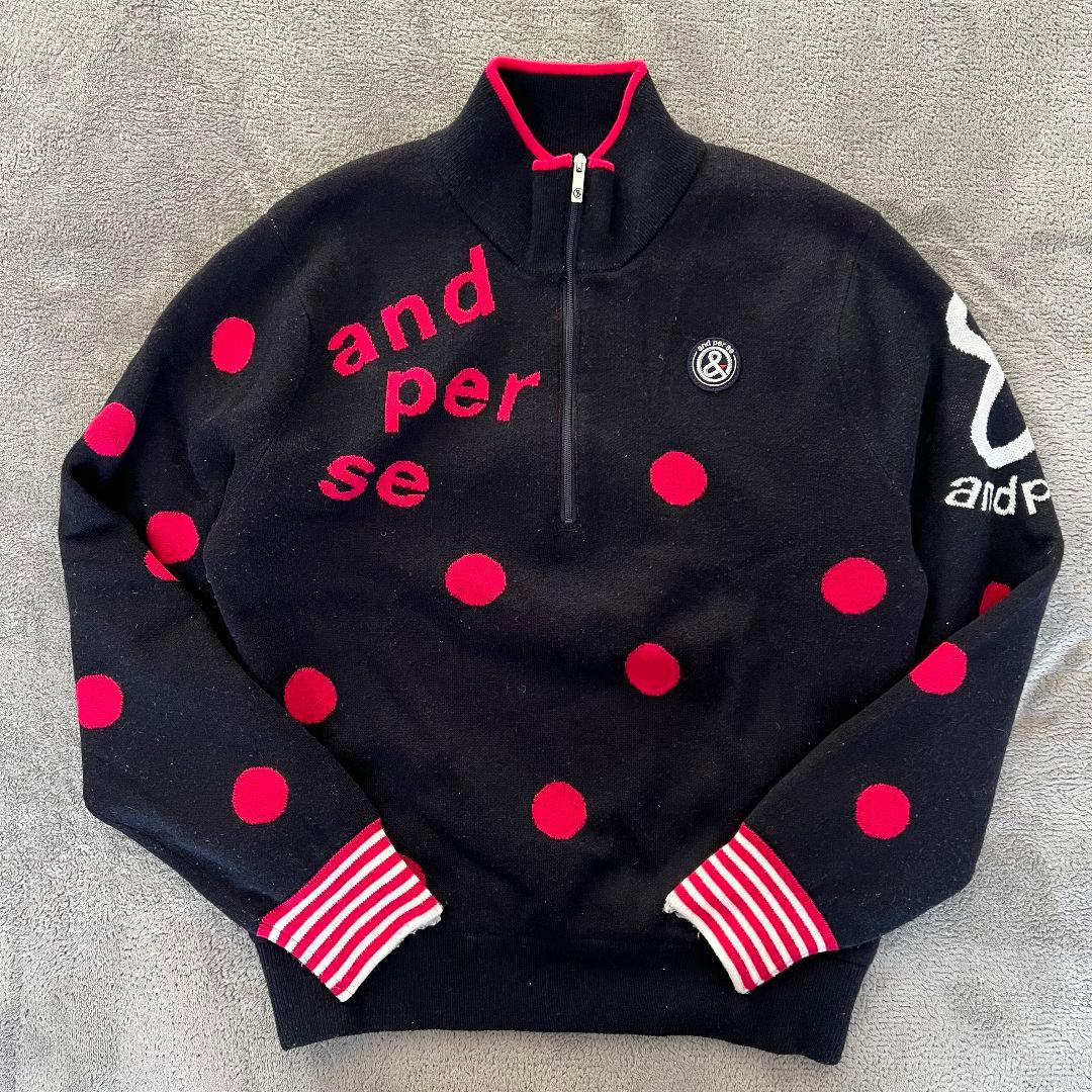 and per se アンパスィ　裏地付き　ブルゾン　ニット　レディース　ゴルフ