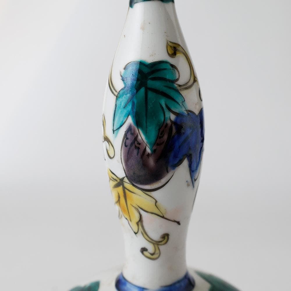 九谷焼 吉田屋写 色絵唐草文 瓢箪形花入 花器 花瓶