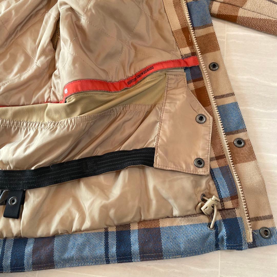 BURTON スノーボードウェア S チェック パーカー 重ね着風