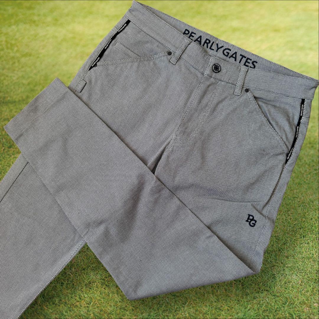 美品　パーリーゲイツ　パンツ　グレー　M〜L相当　コットン素材　ネイビー　紺　4