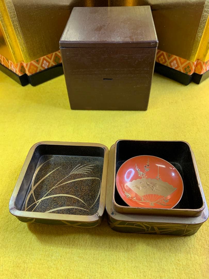 古民家 明治 江戸時代 時代 螺鈿細工 研出し 蒔絵 時代物漆器 古美術 木箱入