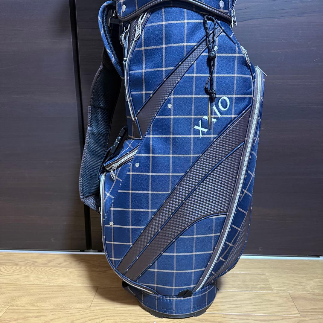 XXIO キャディバッグ ゴルフバッグ ネイビー チェック柄