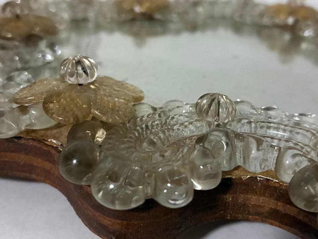 ヴィンテージ ムラーノガラス 花模様ミラー