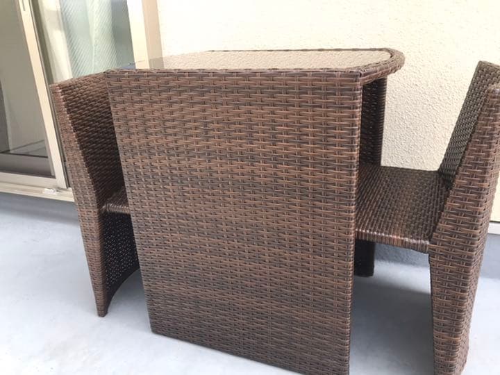 【専用ページ】ラタン調コンパクトテーブル3点セット ブラウン