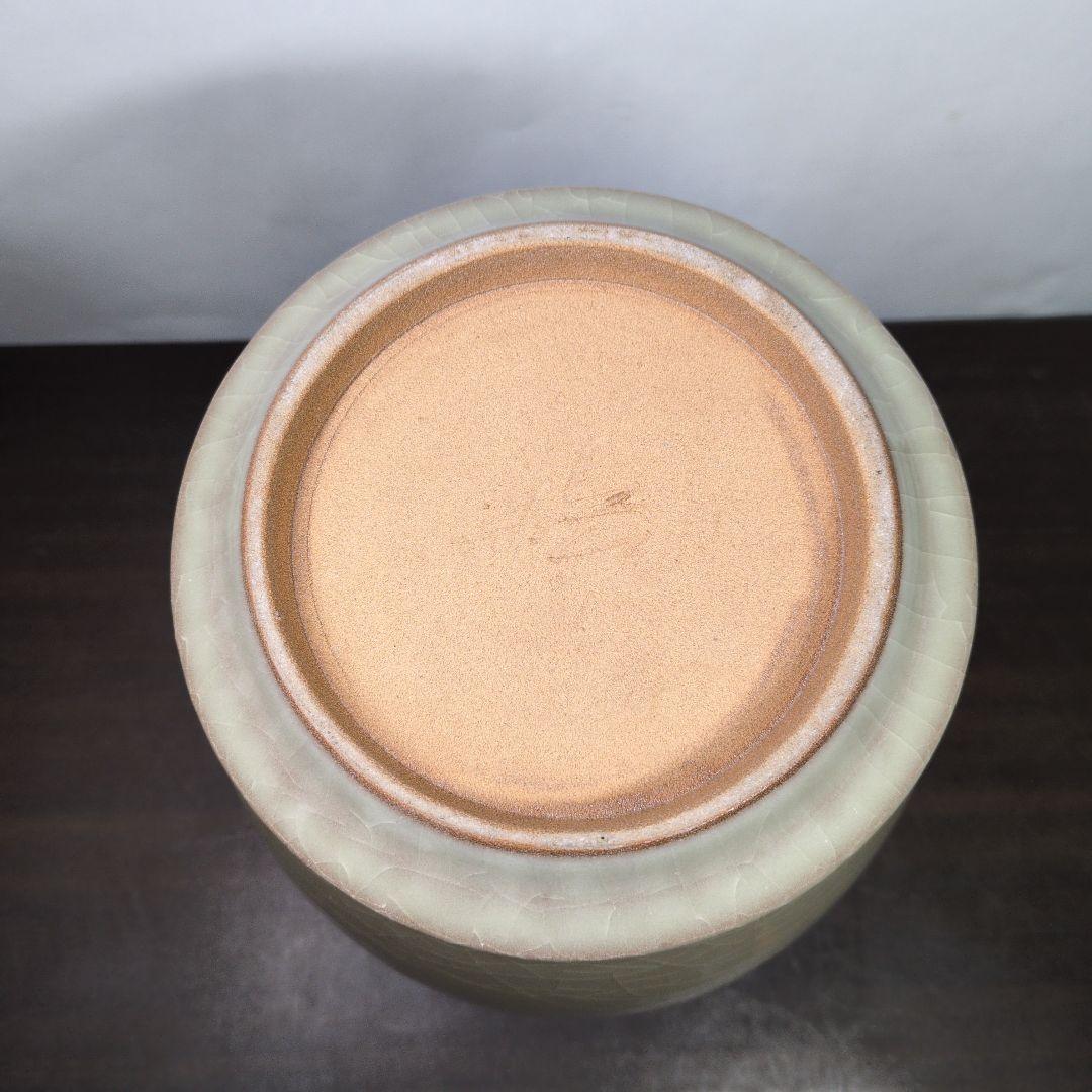 人間国宝 中島宏 造 青瓷 花瓶 高さ約34cm