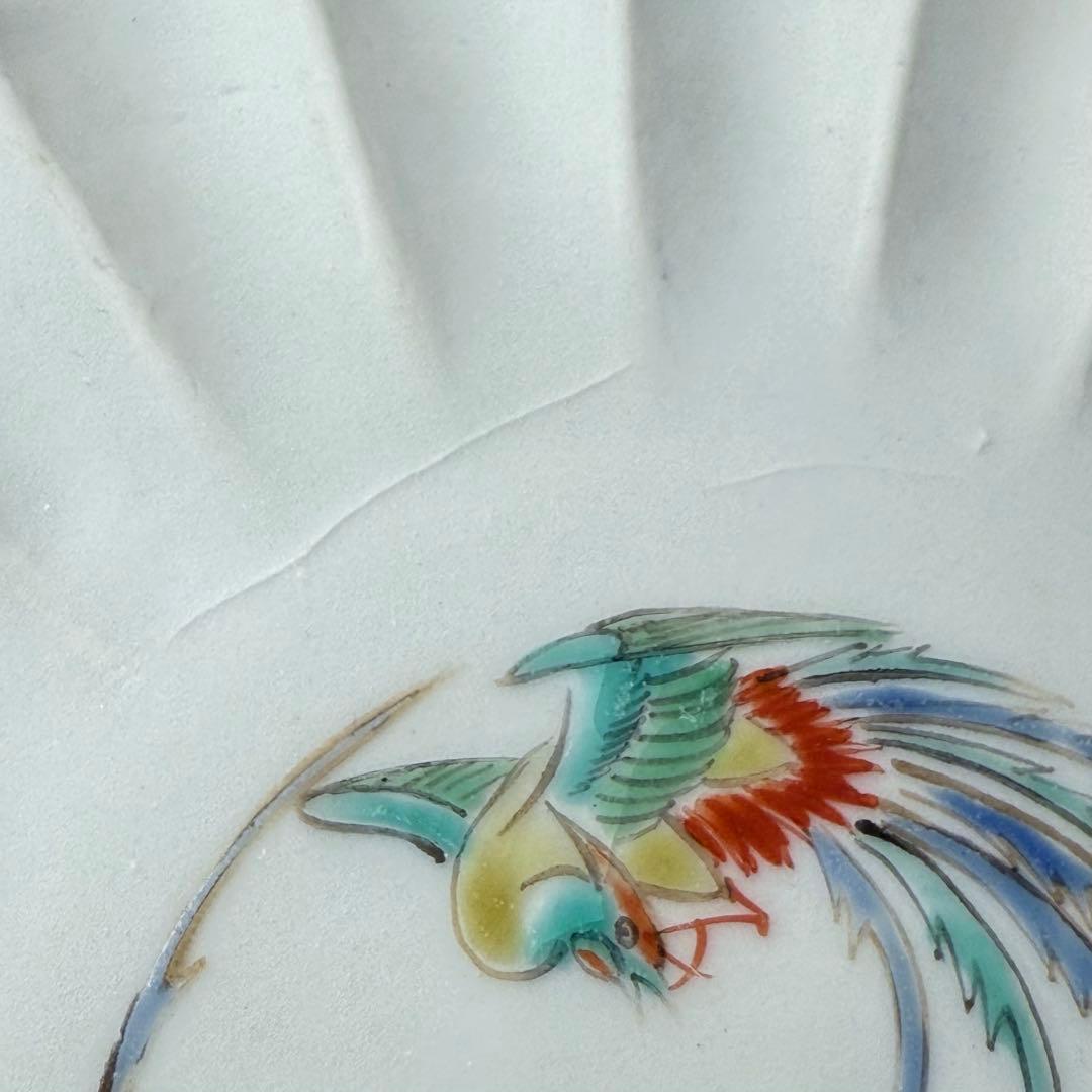 十二代　酒井田柿右衛門　渦福　錦　鳳凰図菊花形皿　中皿一枚　取皿五枚