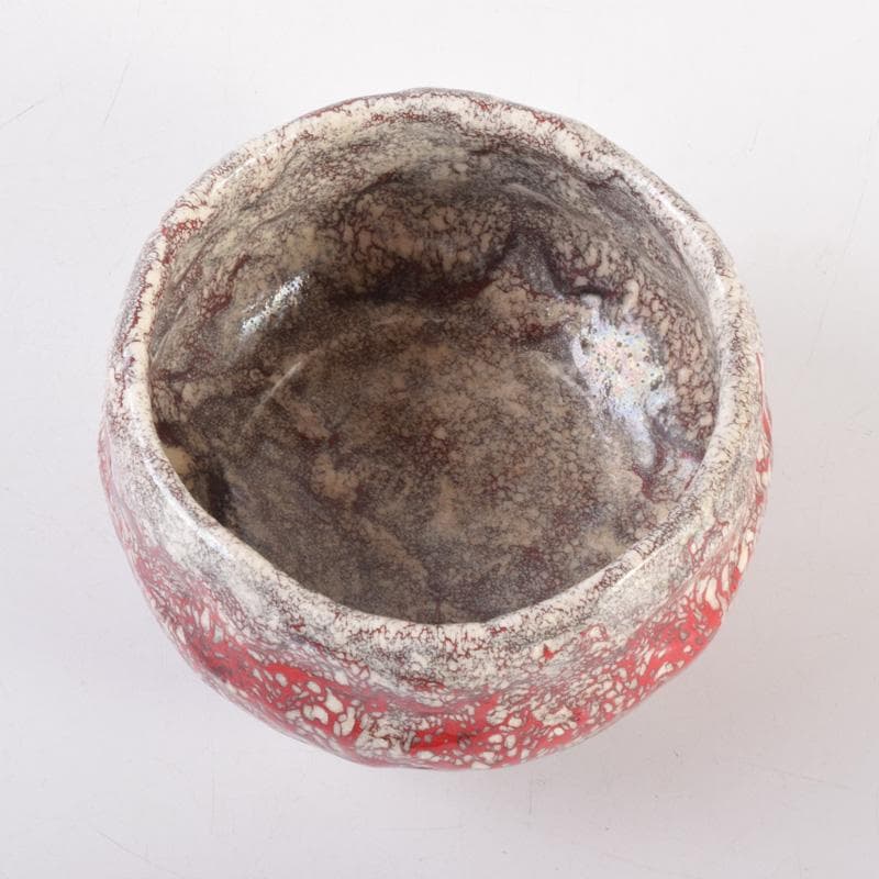 茶道具　箕面焼　松田志典作　辰砂　茶碗　共箱　C　7201