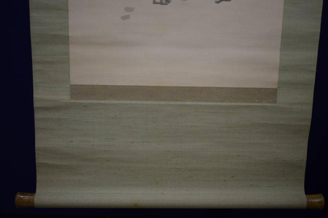 真作/鹿子木孟郎/農夫牛図/布袋屋掛軸HI-578