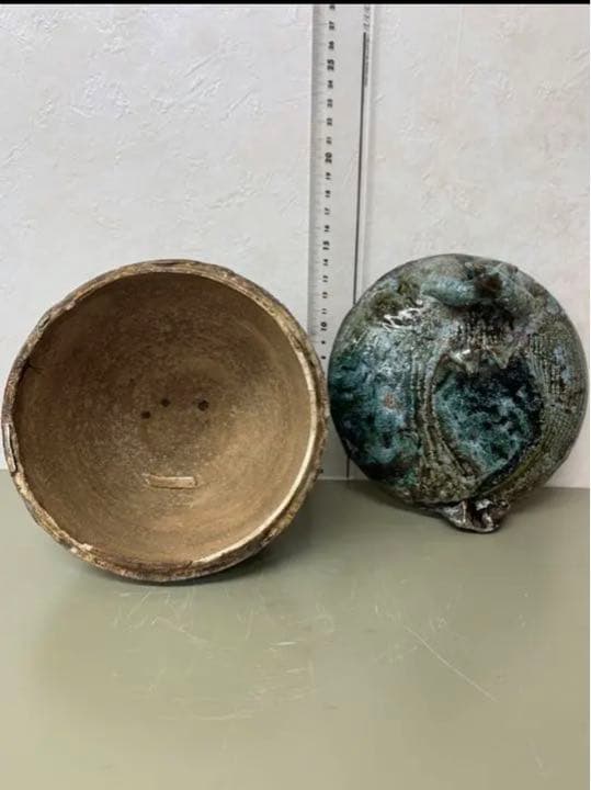 中国漢緑釉鹤文陶器　骨董　発掘品　古美術コレクション唐物　アンティーク江戸青磁