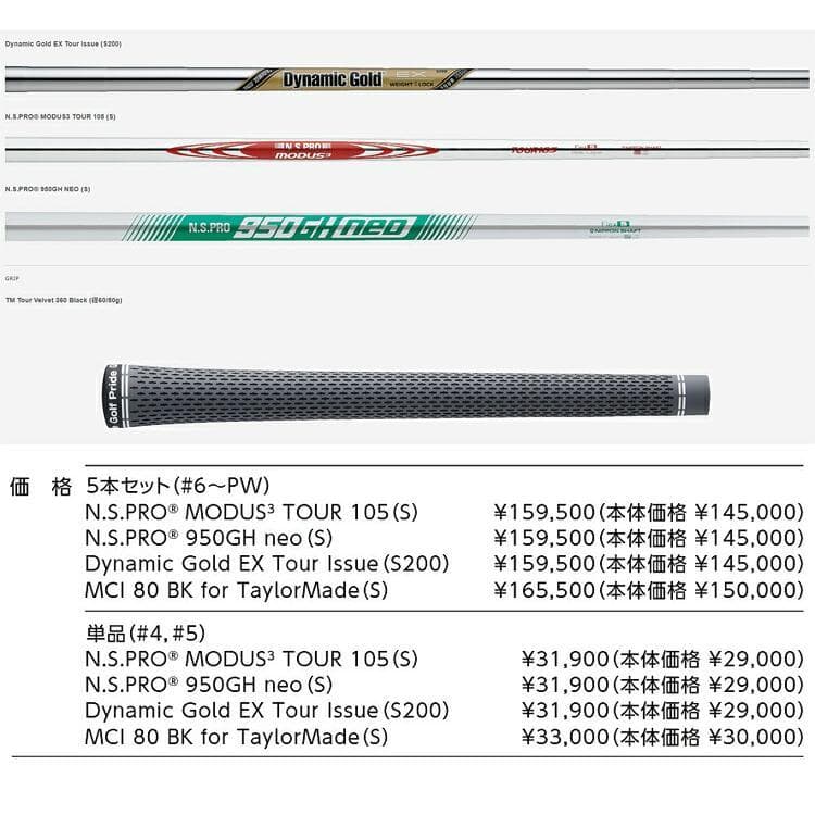 テーラーメイド P790 5本 モーダス MODUS3 TOUR105 「S」