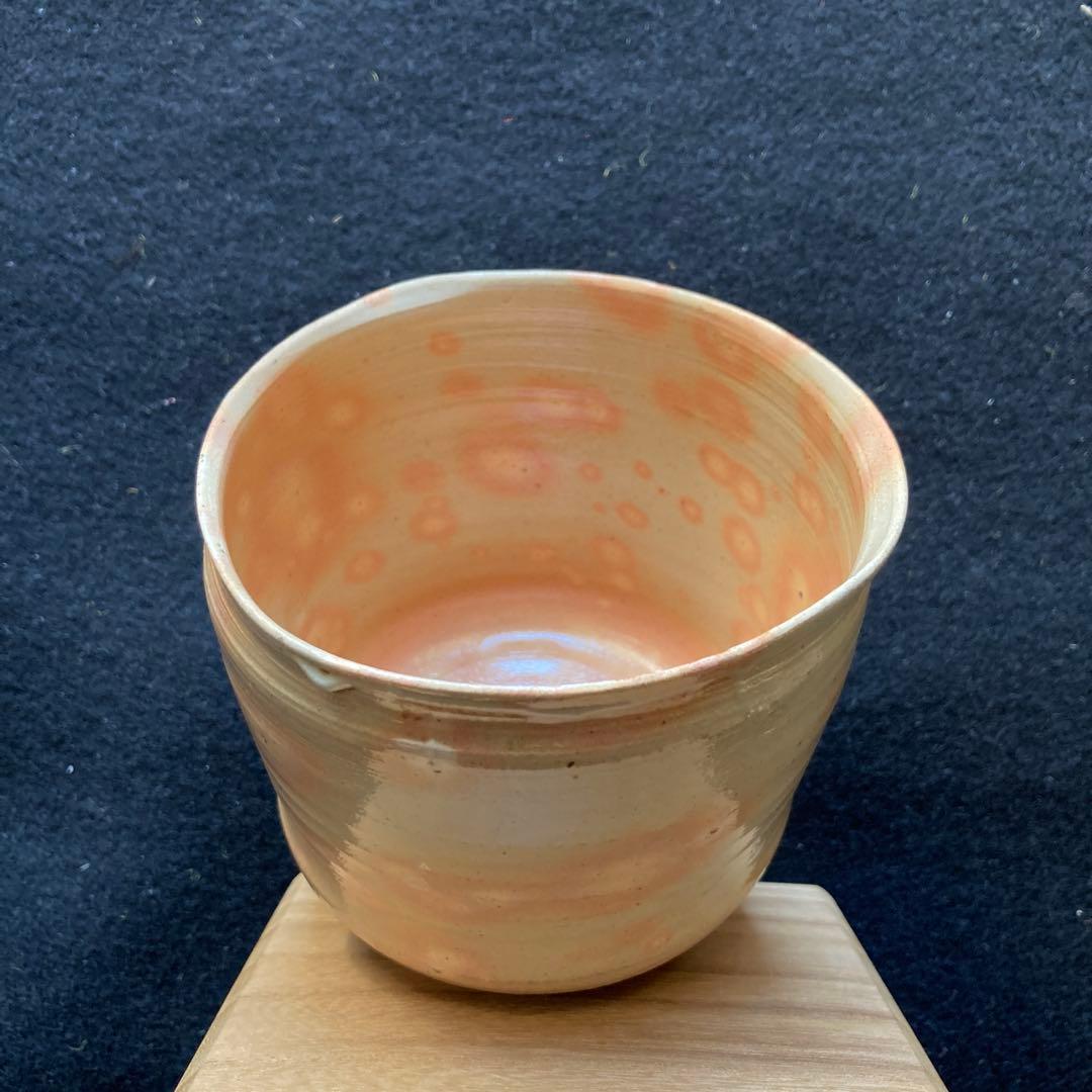 古曽部焼「御本立鶴茶碗」　押印　合わせ箱　高9.5×径10￼