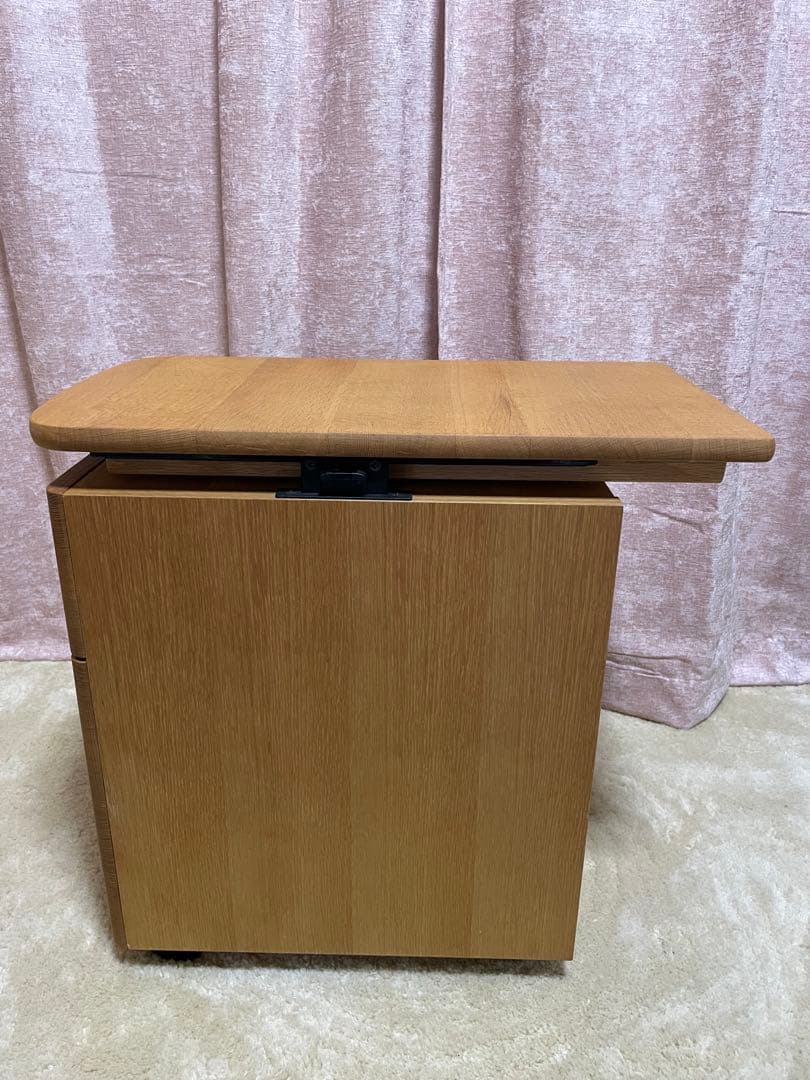 美品　飛騨産業　デスクワゴン　デスクサイドワゴン木製 脇机 可動式テーブル