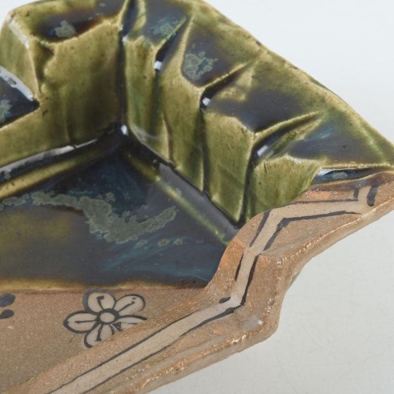 北大路魯山人作　織部焼　角向付　共箱　M　9721