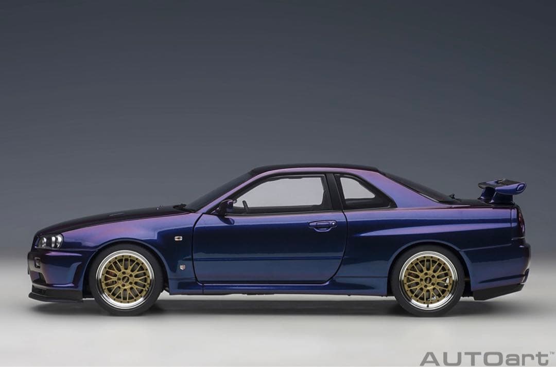 オートアート 1/18 GT-R R34 ミッドナイトパープル BBS LM