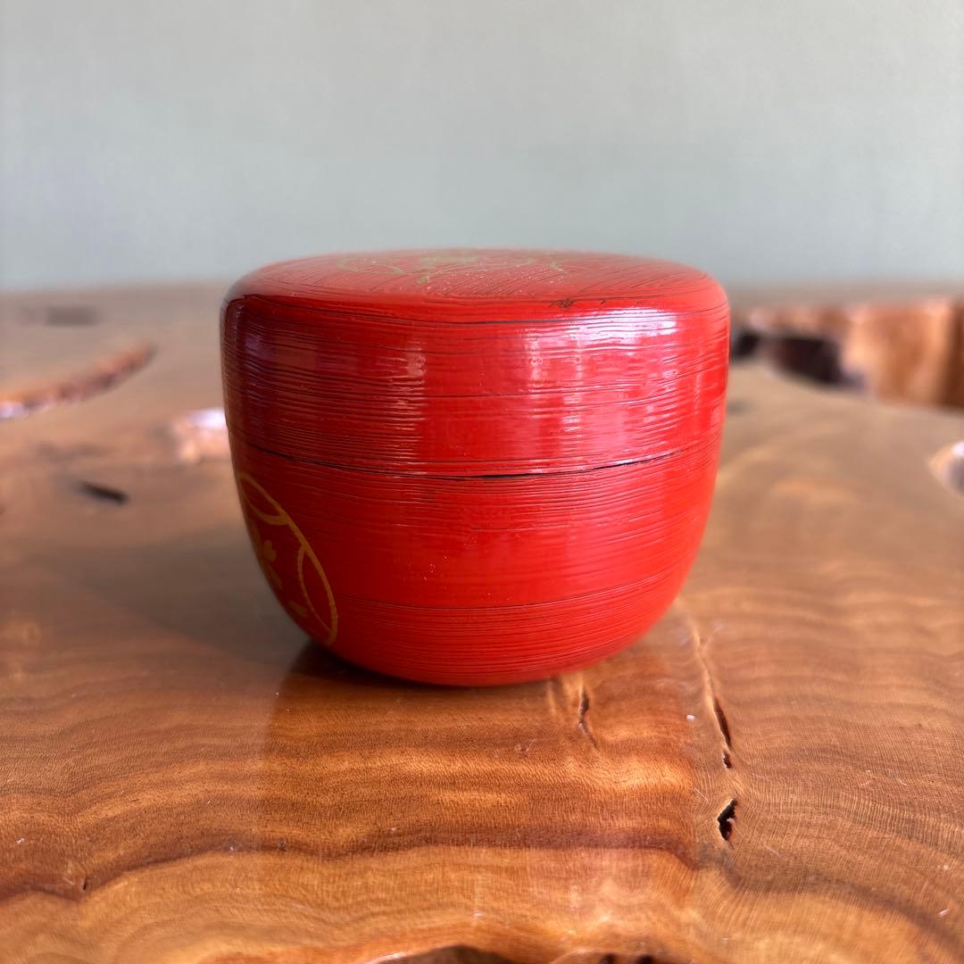 七宝蒔絵 朱刷毛目平棗 塗師 陽高 蒔絵 茶道具 共箱